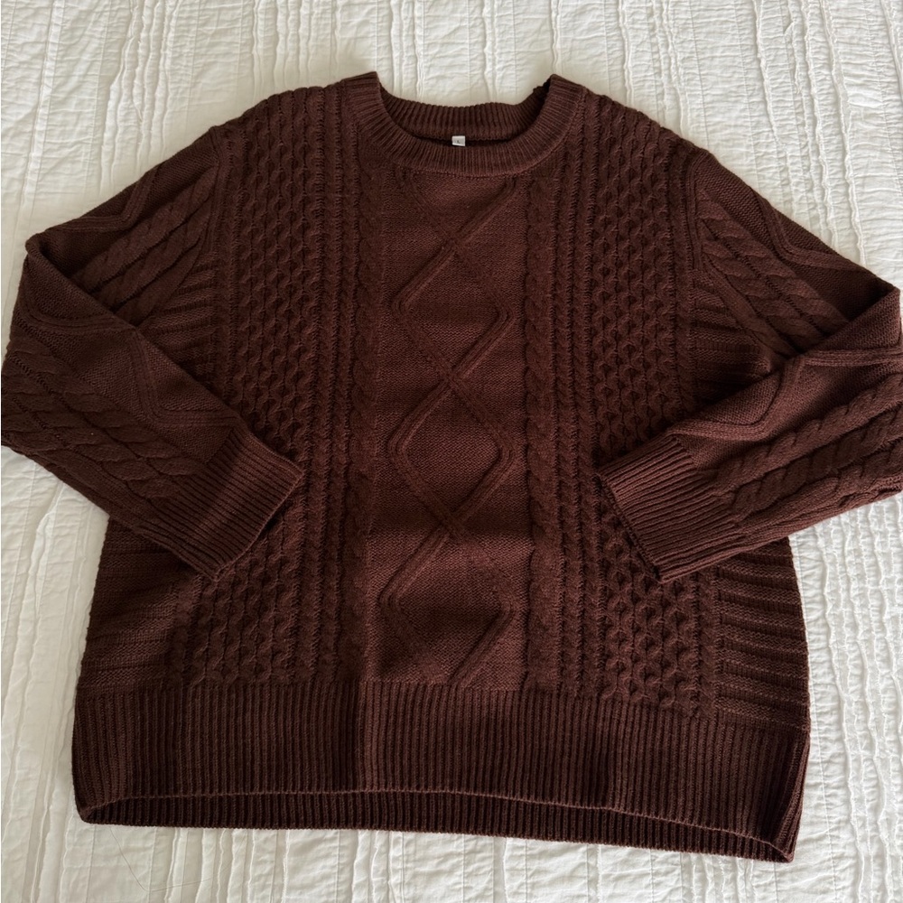 Cable Knit Brown Sweater - Picture 2 of 3